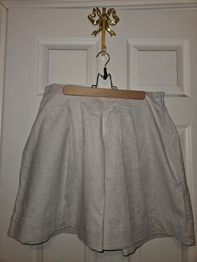 Banana Republic Cream Pleated Linen Blend Skort